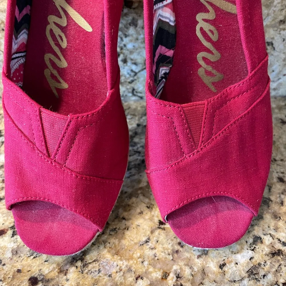 ❤️ SKECHERS RED ESPADRILLE WEDGE SANDALS SIZE 8